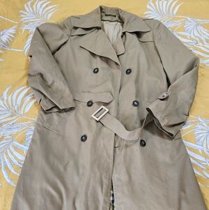 Vintage Khaki Belted Water Repellant Trench Coat Jacket Rain